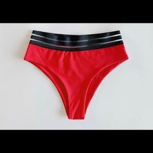 Large red and black bikini bottoms